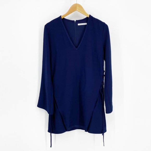 FINDERS KEEPERS Lace Up Navy Dress Medium NWT - Picture 2 of 7